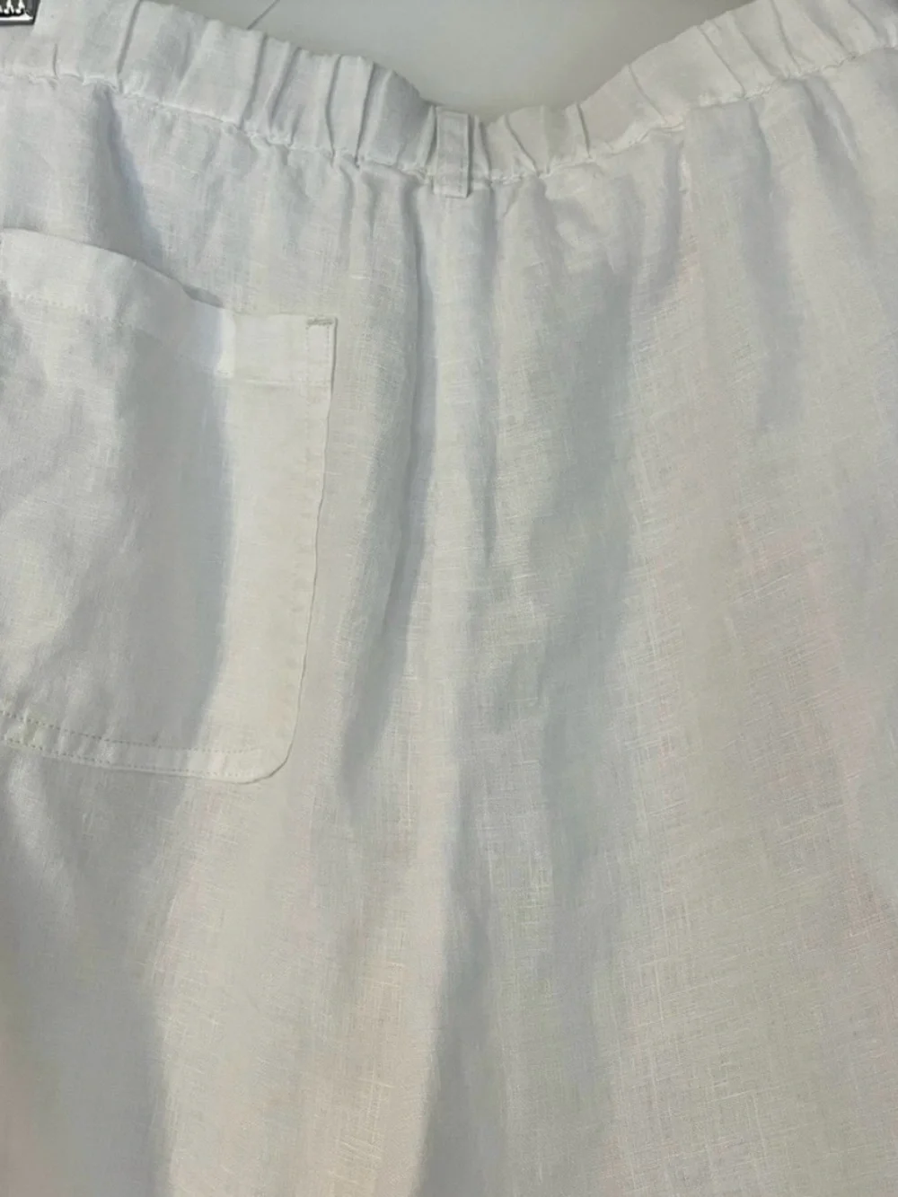 Quince White Wide-Leg Elastic-Waist Linen Pants - Picture 4 of 5